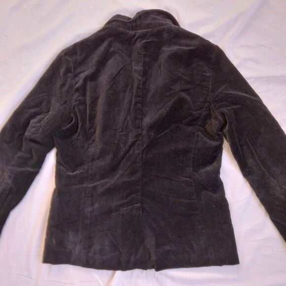 Velvet Jacket Black Velour Blazer Lined Elegant Goth Vampire Women's 10 - Picture 12 of 13